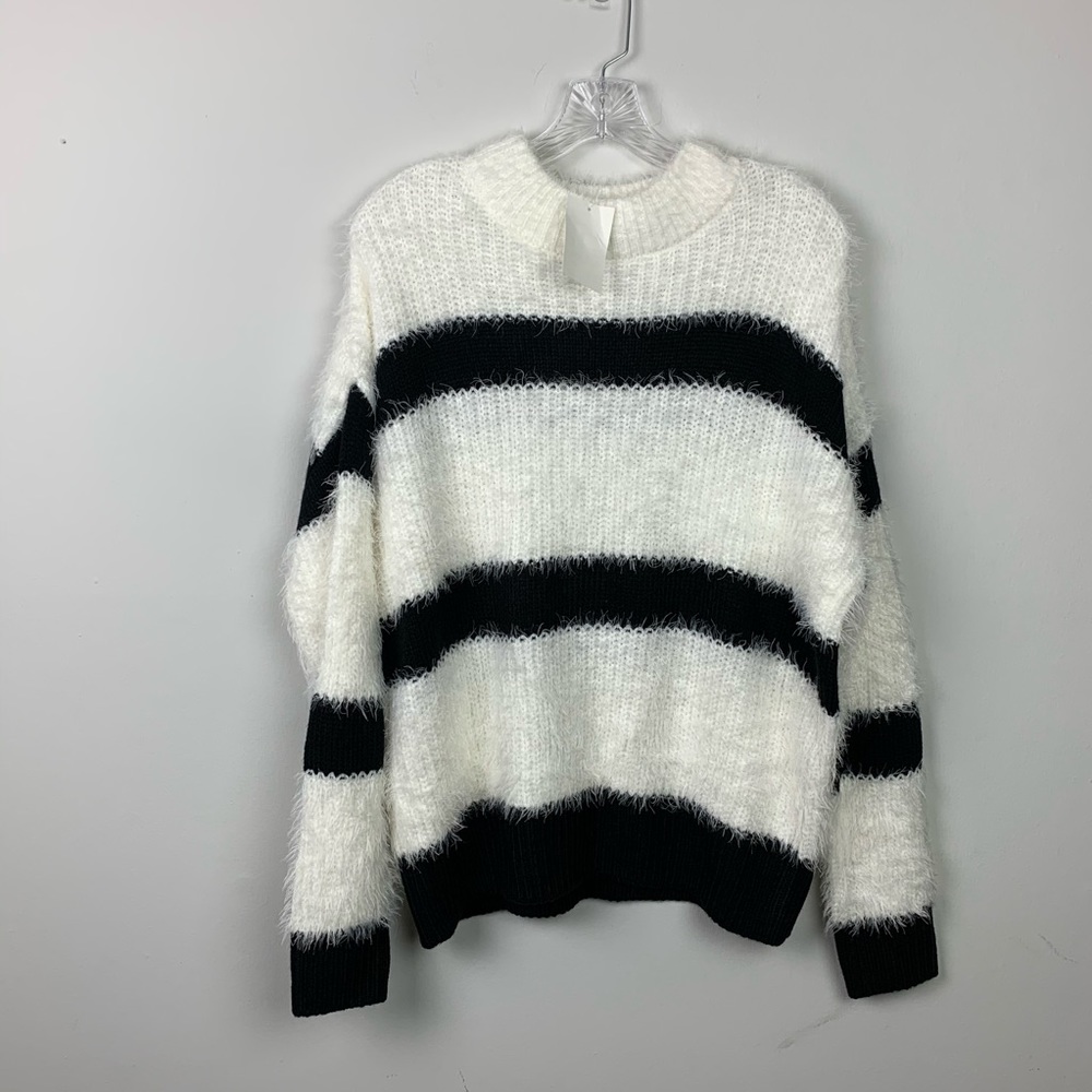 Cotton Emporium Stripe Mock Neck Eyelash Sweater - Picture 5 of 8